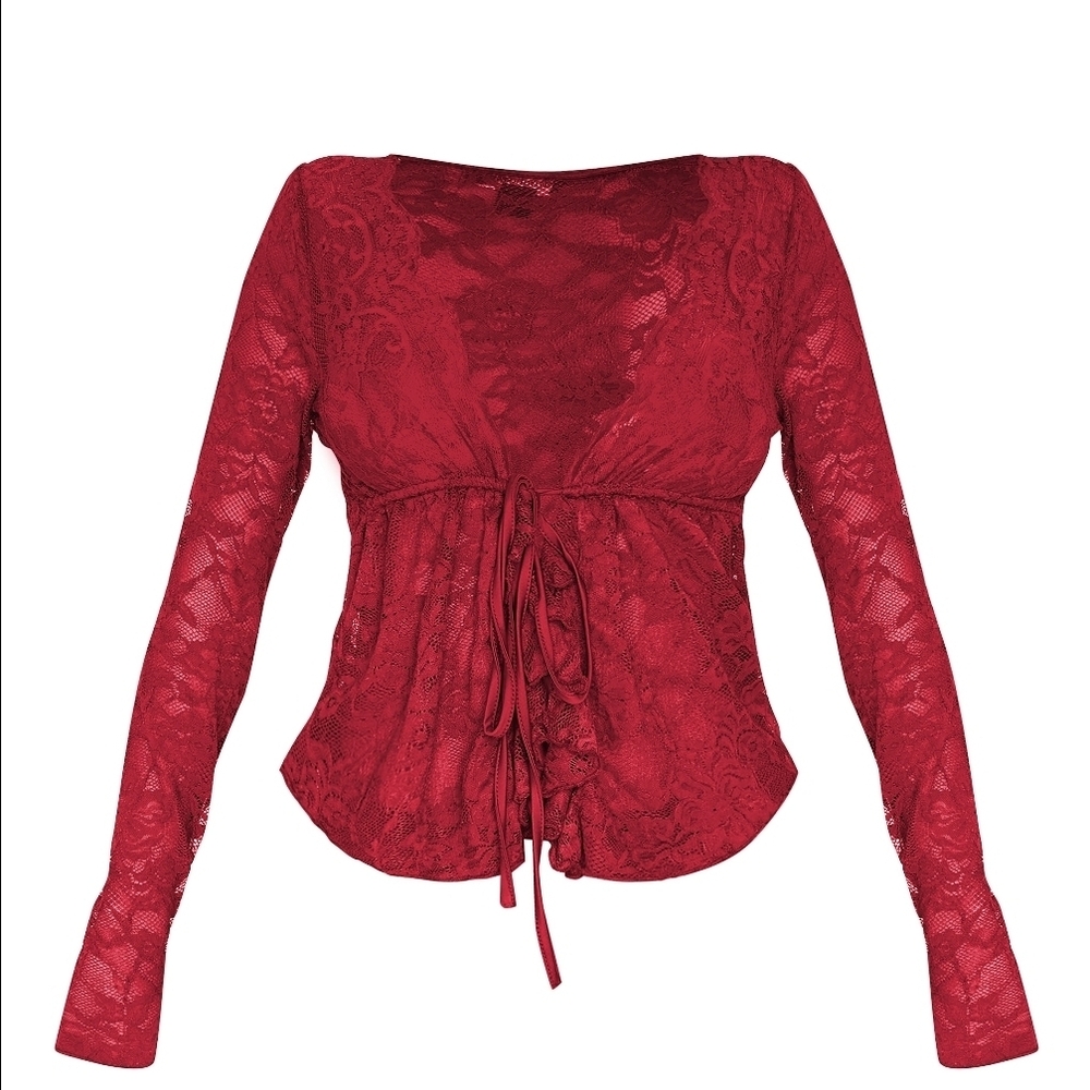 Discreet Red Lace Blouse